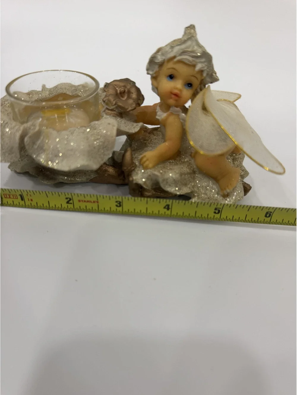 Vintage D'Lusso baby Fairy Tea light holder candle holder cottage Decor Ceramic